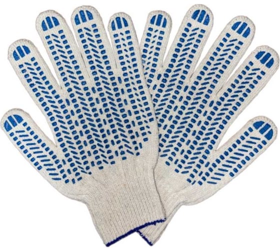 Изображение товара Трикотажные перчатки ПРОМПЕРЧАТКИ с ПВХ "протектор", 6 нитей, 10 класс, белые, 100 пар в упаковке ПП-27630/100