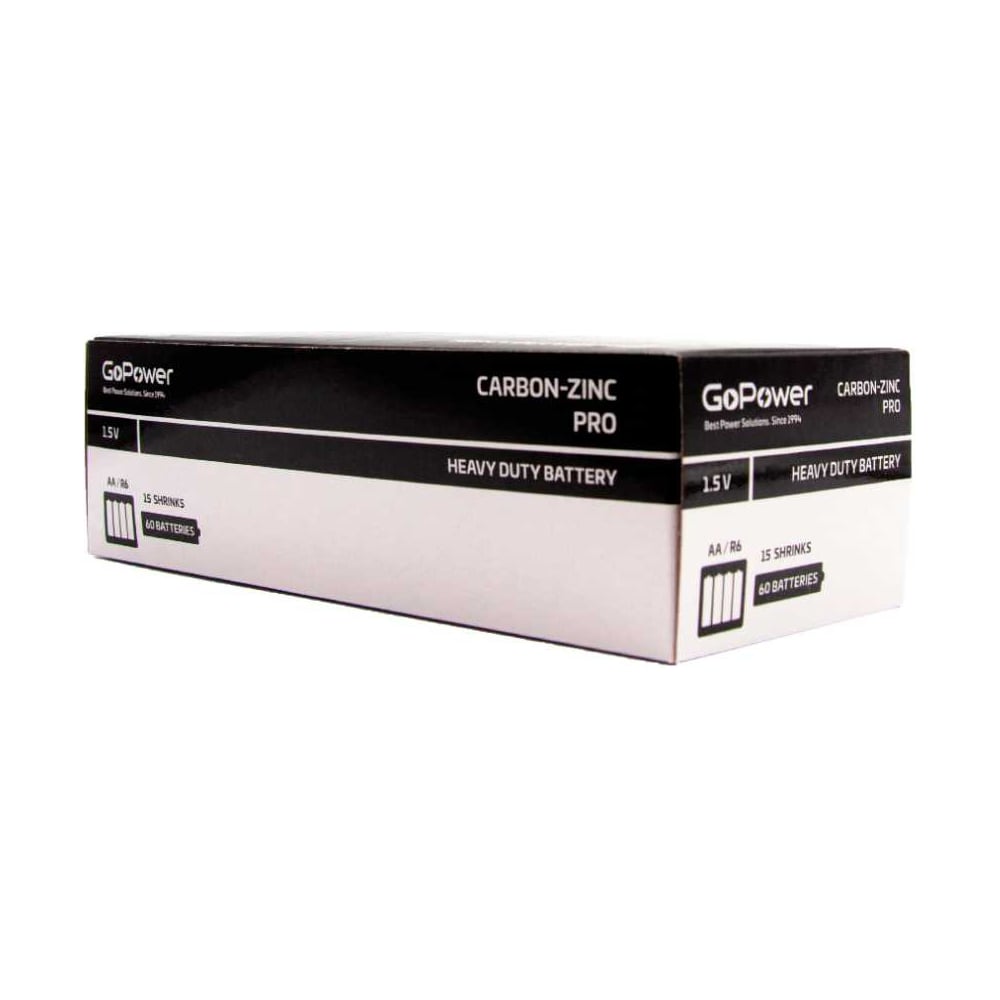 Батарейка GoPower R6 AA Shrink 4 Heavy Duty 1.5V 60 шт 00-00015592