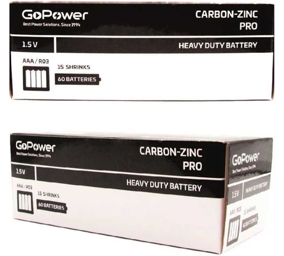 Изображение товара Батарейка GoPower R03 AAA Shrink 4 Heavy Duty 1.5V 00-00015593