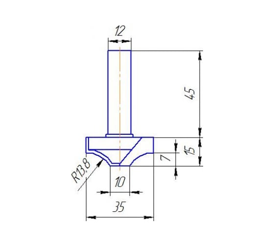 Изображение товара Фреза 35х12х15х60 мм МебельДрев ФК 0377-12