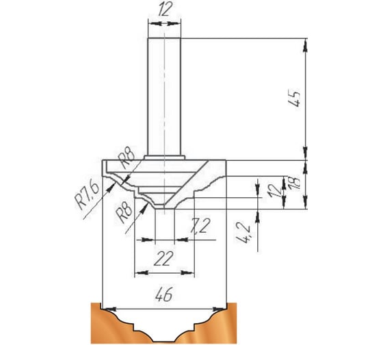 Изображение товара Фреза 46х12х18х63 мм МебельДрев ФК 0712-12