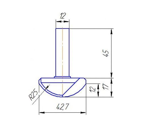 Изображение товара Фреза 42.7х12х17х62 мм МебельДрев ФК 0166-12