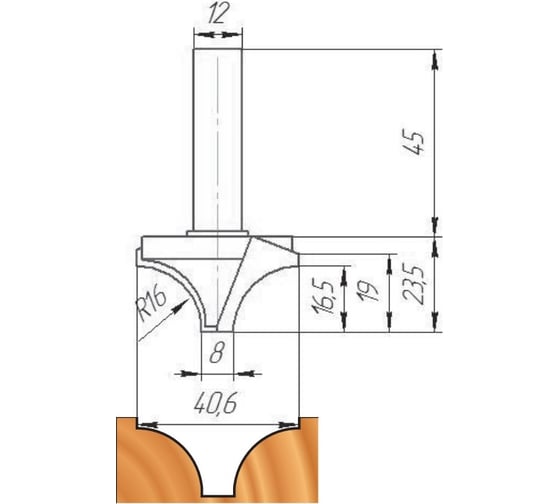 Изображение товара Фреза 40.6х12х23.5х68.5 мм МебельДрев ФК 0527-12
