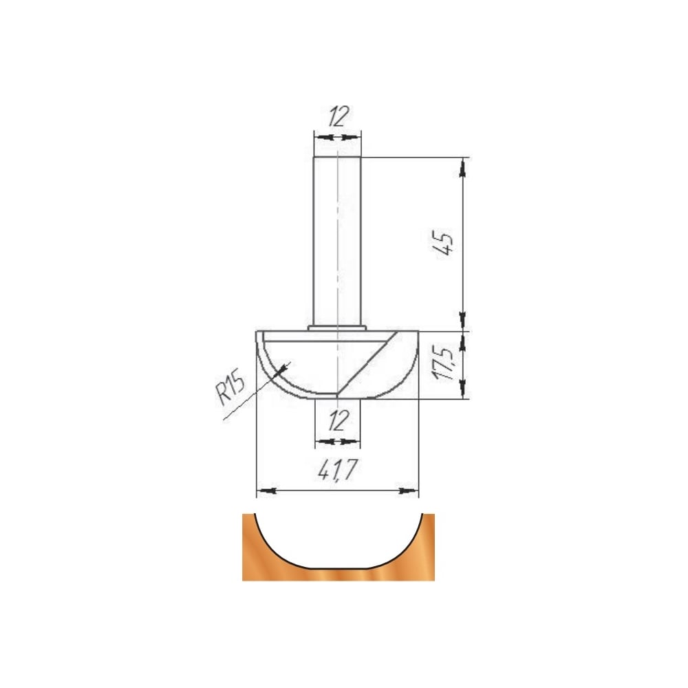 Изображение товара Фреза 41.7х12х17.5х62.5 мм МебельДрев ФК 0671-12 пазовая фасонная