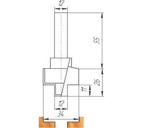 Изображение товара Фреза 34х12х26х81 мм МебельДрев ФК 0802-12