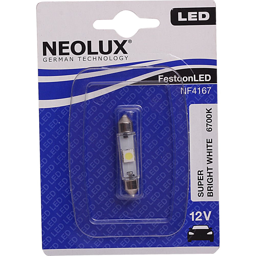 фото Автолампа neolux c5w sv8.5 8 41мм led 6700k блистер 12v 1 5 nf4167