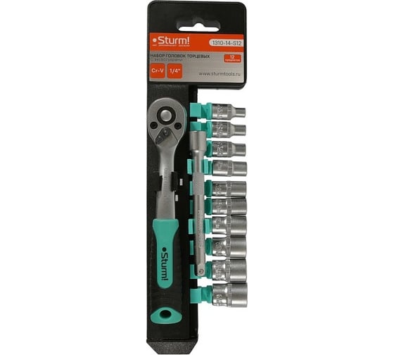 Изображение товара Набор головок торцевых с аксессуарами Sturm 12 предметов, 1/4" 1310-14-S12