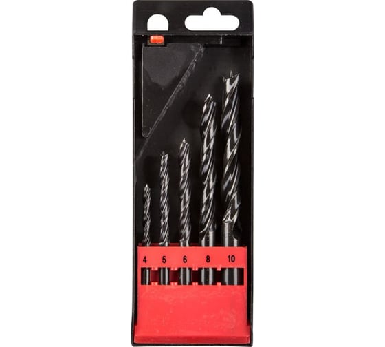 Изображение товара Набор сверл спиральных по дереву Профессионал (5 шт; 4-10 мм; М-образная заточка) Зубр 29421-H5_z01