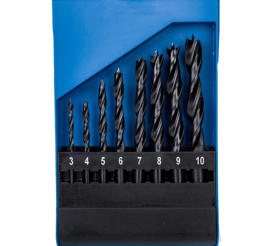 Изображение товара Набор сверл спиральных по дереву Профессионал (8 шт; 3-10 мм; М-образная заточка) Зубр 29421-H8_z01