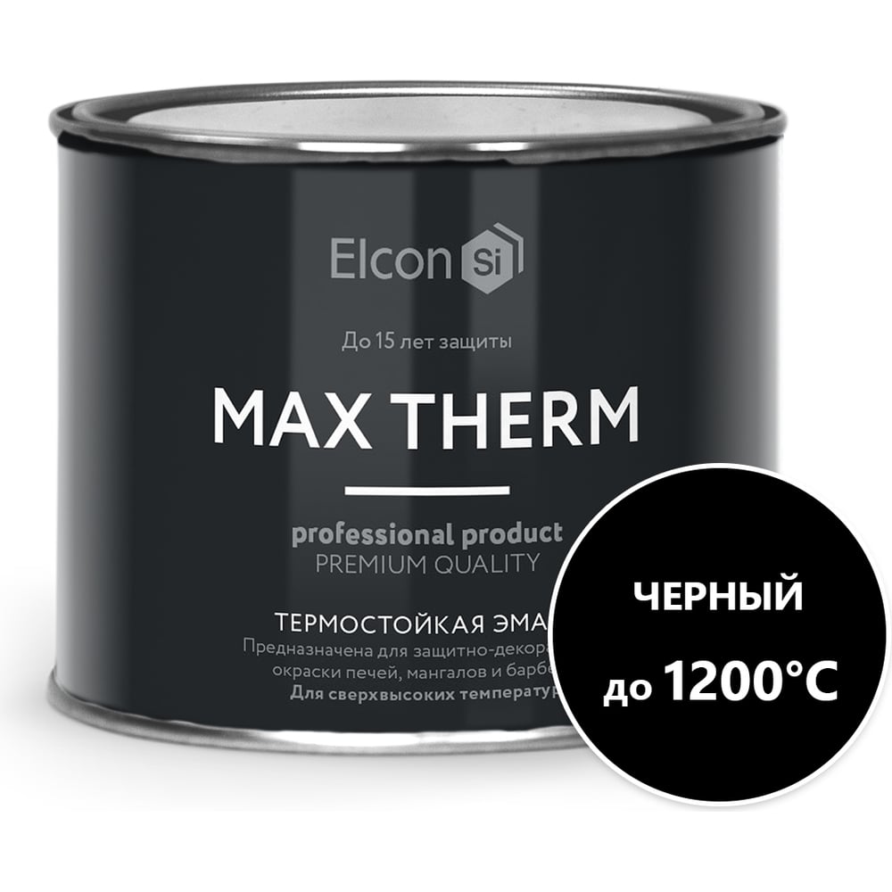 фото Термостойкая эмаль elcon max therm черная 1200 градусов 0,4 кг 00-00004052