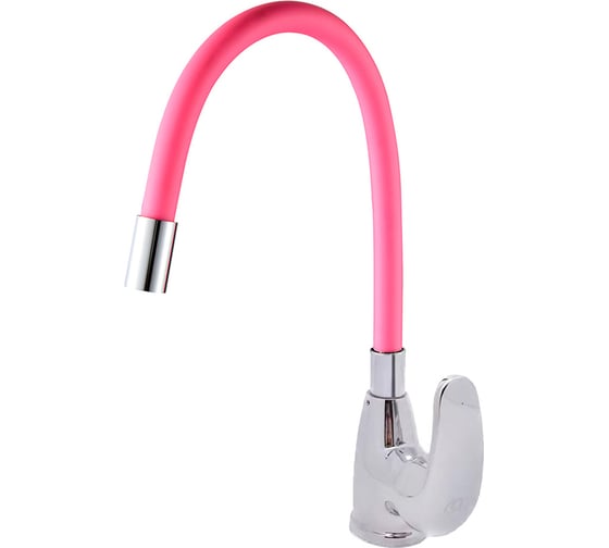 Изображение товара Смеситель для кухни ROEGEN 40 мм, на гайке, с боковой металлической ручкой, с гибким розовым изливом RG014P