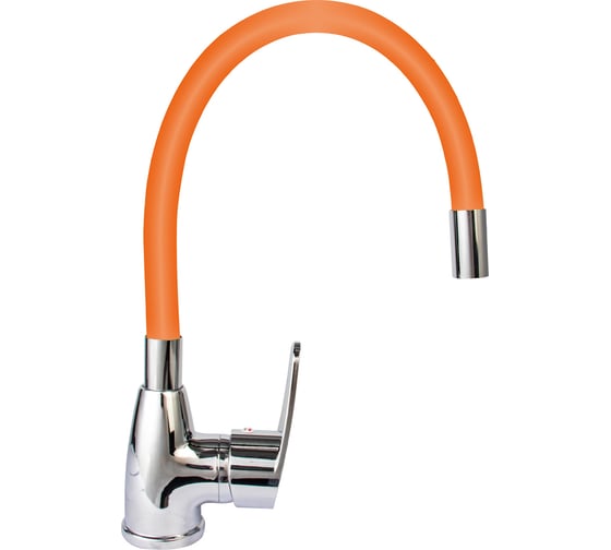 Изображение товара Смеситель для кухни ROEGEN 40 мм, на гайке, с боковой металлической ручкой, с гибким оранжевым изливом RG014O