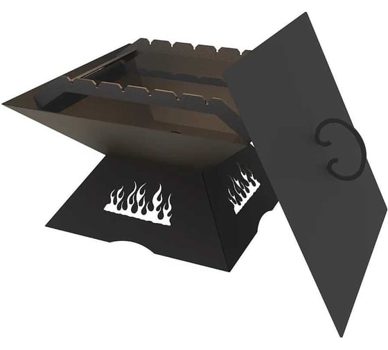 Изображение товара Дачный костровой очаг с плоской крышкой и подставкой под шампура FIRE-HOUSE Oc1-500дачный