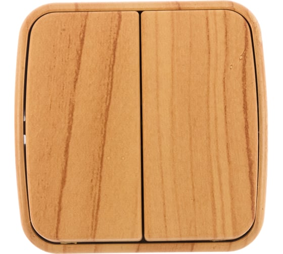 Изображение товара Двухклавишный выключатель EKF ОП Минск 10А светлое дерево EGV10-023-30