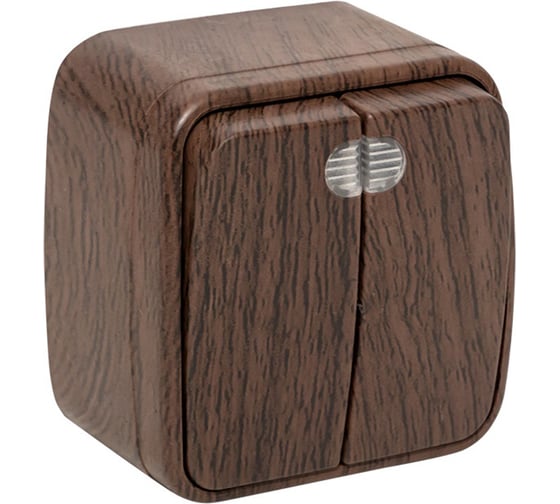 Изображение товара 2-клавишный выключатель с индикатором EKF Минск ОП 10А тёмное дерево EGV10-123-40