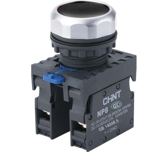 Изображение товара Кнопка управления CHINT NP8-11BN/2 без подсветки, черная, 1НО+1НЗ, IP65 (R) 667112