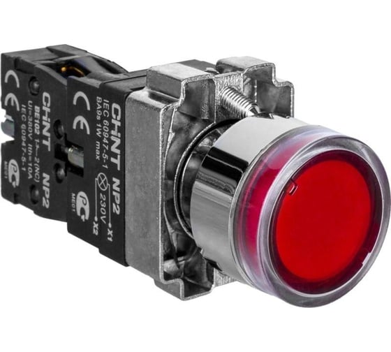 Изображение товара Кнопка управления CHINT NP2-BW3461 1НО, красная, AC/DC, 230В(LED), IP40 (R) 574080
