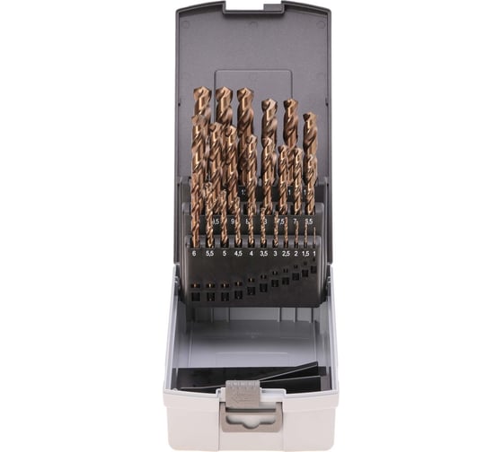 Изображение товара Набор сверл по металлу 1-13 мм, DIN338, HSSE-Co5, 135° 25 шт H-Tools 215215ROHT