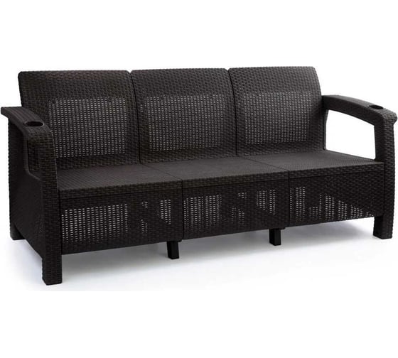 Изображение товара Комплект садовой мебели WORKY фазенда-3 (3-х местный диван + кофейный столик), искусственный ротанг, мокко, без подушек ARD258175