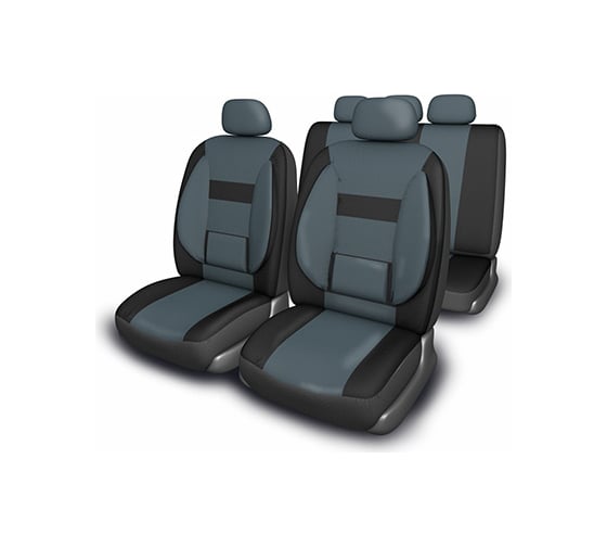 Изображение товара Чехлы сиденья Protect Plus- 1 SKYWAY велюр/сетка11 предм. черно/темно-серый S01301048
