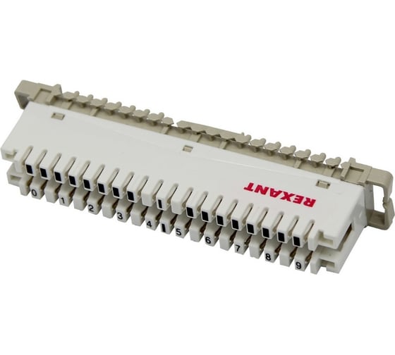 Изображение товара Плинт на 10 пар REXANT размыкаемый, маркировка 0-9 (монтаж на рейку) 10 шт 04-0102