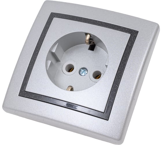 Изображение товара Розетка Aling-conel PRESTIGE с заземлением 16A 250V серебро-графит-серебро арт. 630.S2S