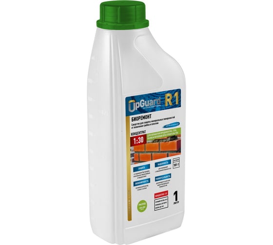 Изображение товара Средство для защиты минеральных поверхностей от появления грибка и плесени сроком до 15 лет UPGUARD R1 БИОРЕМОНТ 1л, концентрат 1:30 181-1