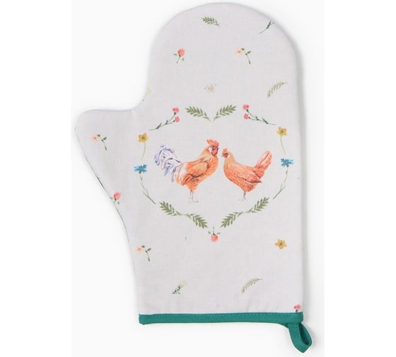 Изображение товара Варежка-прихватка Этель Курочка и петух 20x28 см, саржа, 100% хлопок, ватин 250 г/м2 9892055