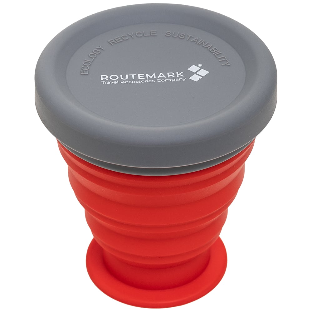 Изображение товара Складной силиконовый стакан с крышкой ROUTEMARK 200 мл Floppy-red