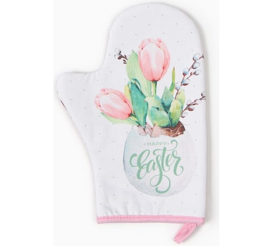 Изображение товара Варежка-прихватка Этель Тюльпаны 20x28 см, саржа, 100% хлопок, ватин 250 г/м2 9892058