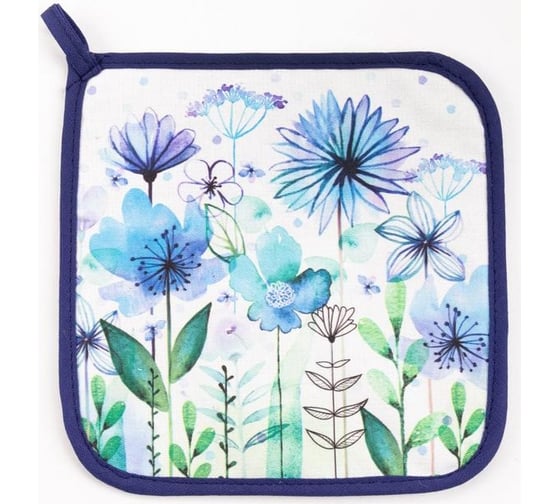 Изображение товара Прихватка Этель Blue flowers 19x19 см, саржа, 100% хлопок, ватин 250 г/м2 5240041