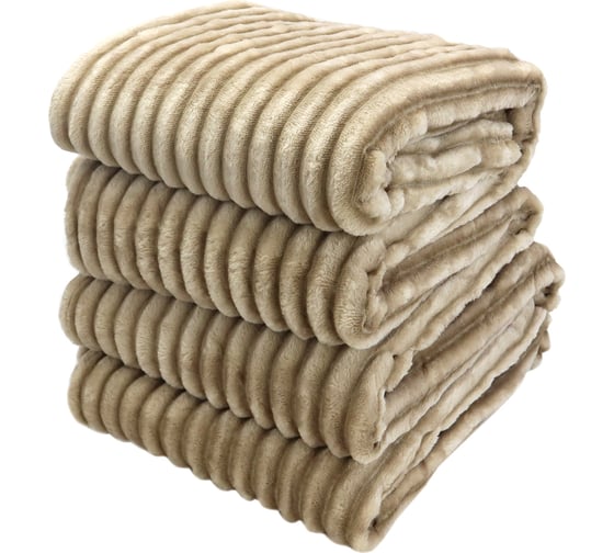 Изображение товара Плед ND Home велсофт полоски беж, полиэстер, 200x220 см, 260 г/м 306812