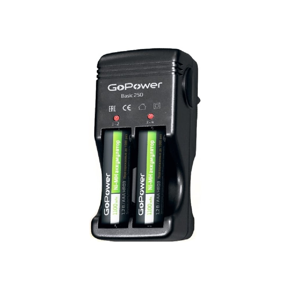 Изображение товара Зарядное устройство 4 слота для аккумуляторов Ni-MH/Ni-Cd GoPower Basic 250