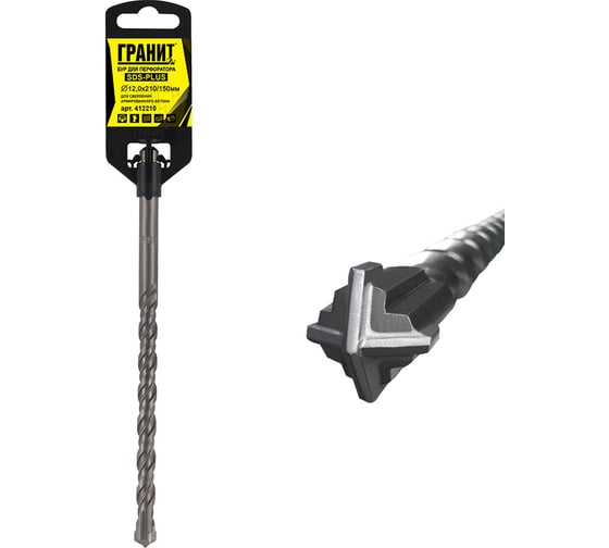Изображение товара Бур Quadro-X (12.0х210/150 мм; SDS-plus) ГРАНИТ 412210