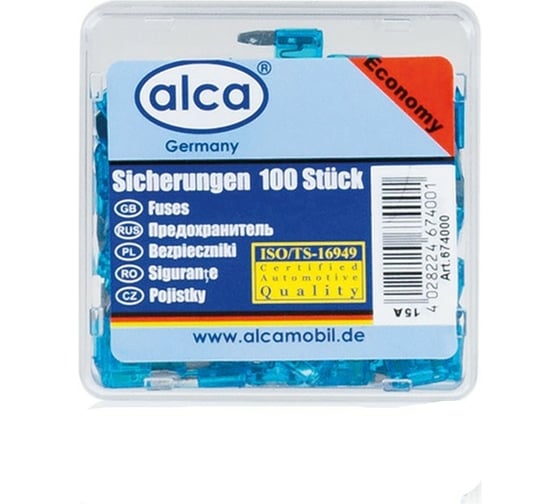 Изображение товара Флажковые предохранители Alca 100 шт, мини,15 А 674000