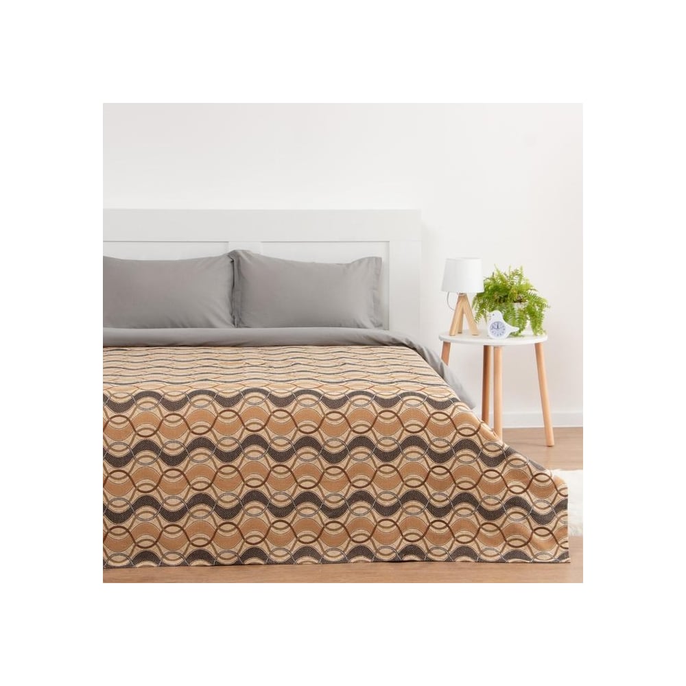 Изображение товара Гобеленовое покрывало Этель Волны 240x200 см коричневое