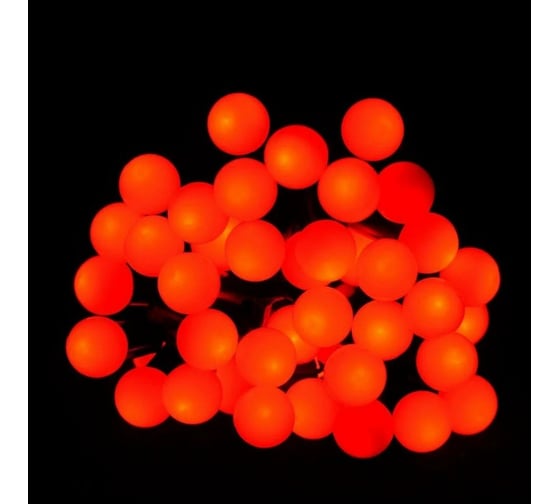 Изображение товара Светодиодная уличная гирлянда GLQ шарики 50шт диодов, длина 5м, 230(110)В, ПВХ кабель, 1,5м шнур, цв. красный GLQ -102T-5M-50-R
