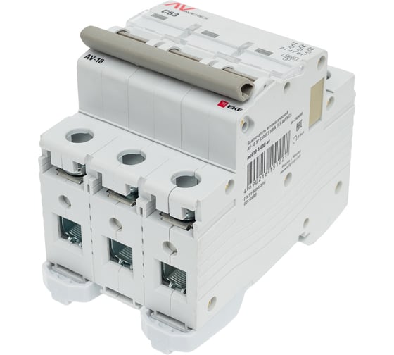 Изображение товара Автоматический выключатель EKF AV-10, 3P, 63A, 10kA, AVERES mcb10-3-63C-av