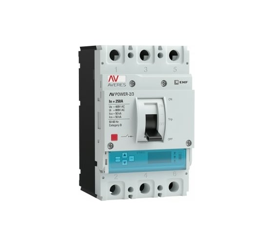 Изображение товара Автоматический выключатель EKF AV POWER-2/3, 250А, 50kA, ETU6.0, 1 шт. mccb-23-250-6.0-av
