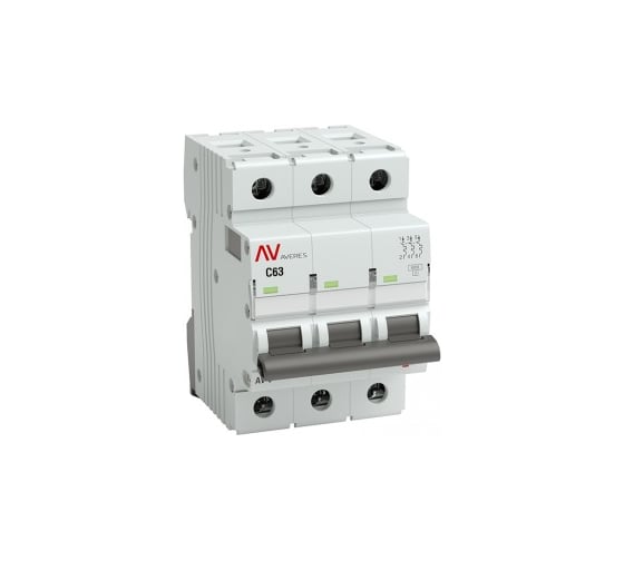 Изображение товара Автоматический выключатель EKF AV-6, 3P, 63A, 6kA, AVERES mcb6-3-63C-av