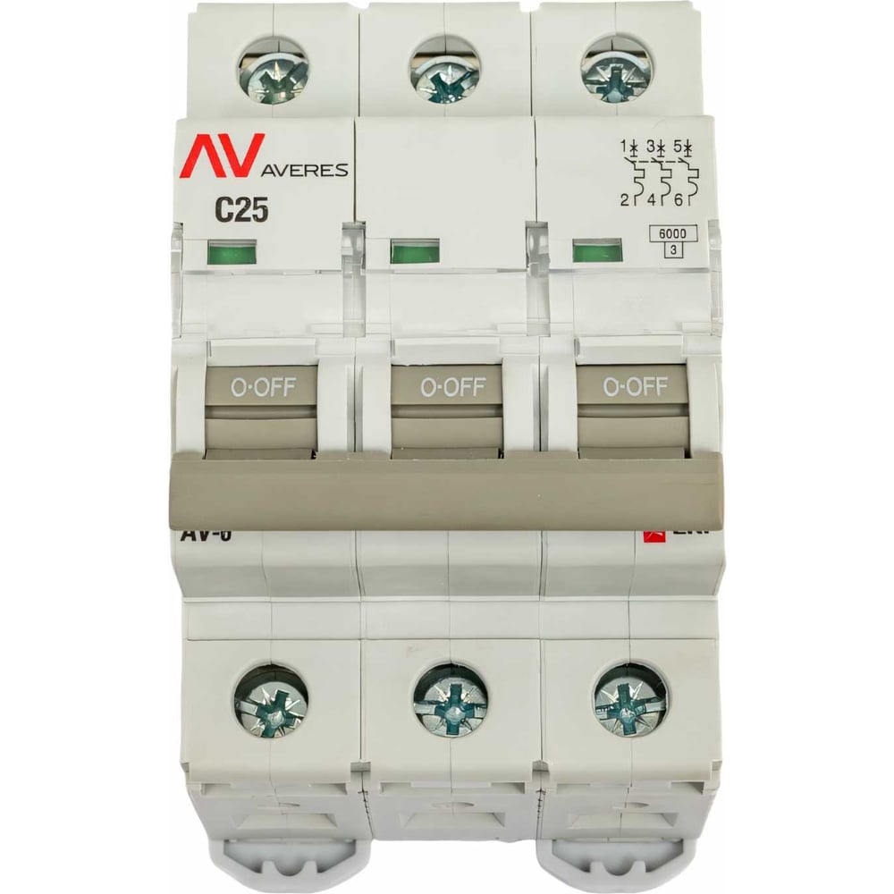 Изображение товара Автоматический выключатель EKF AV-6, 3P, 25A, 6kA для надежной защиты