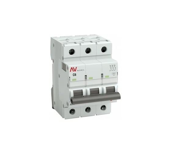 Изображение товара Автоматический выключатель EKF AV-6, 3P, 6A, 6kA, AVERES mcb6-3-06C-av