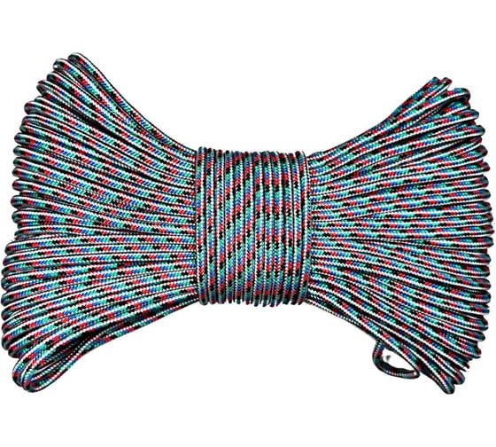 Изображение товара Шнур плетеный полипропиленовый ООО Оптхозторг 4 мм 50 м разноцветный 0584501