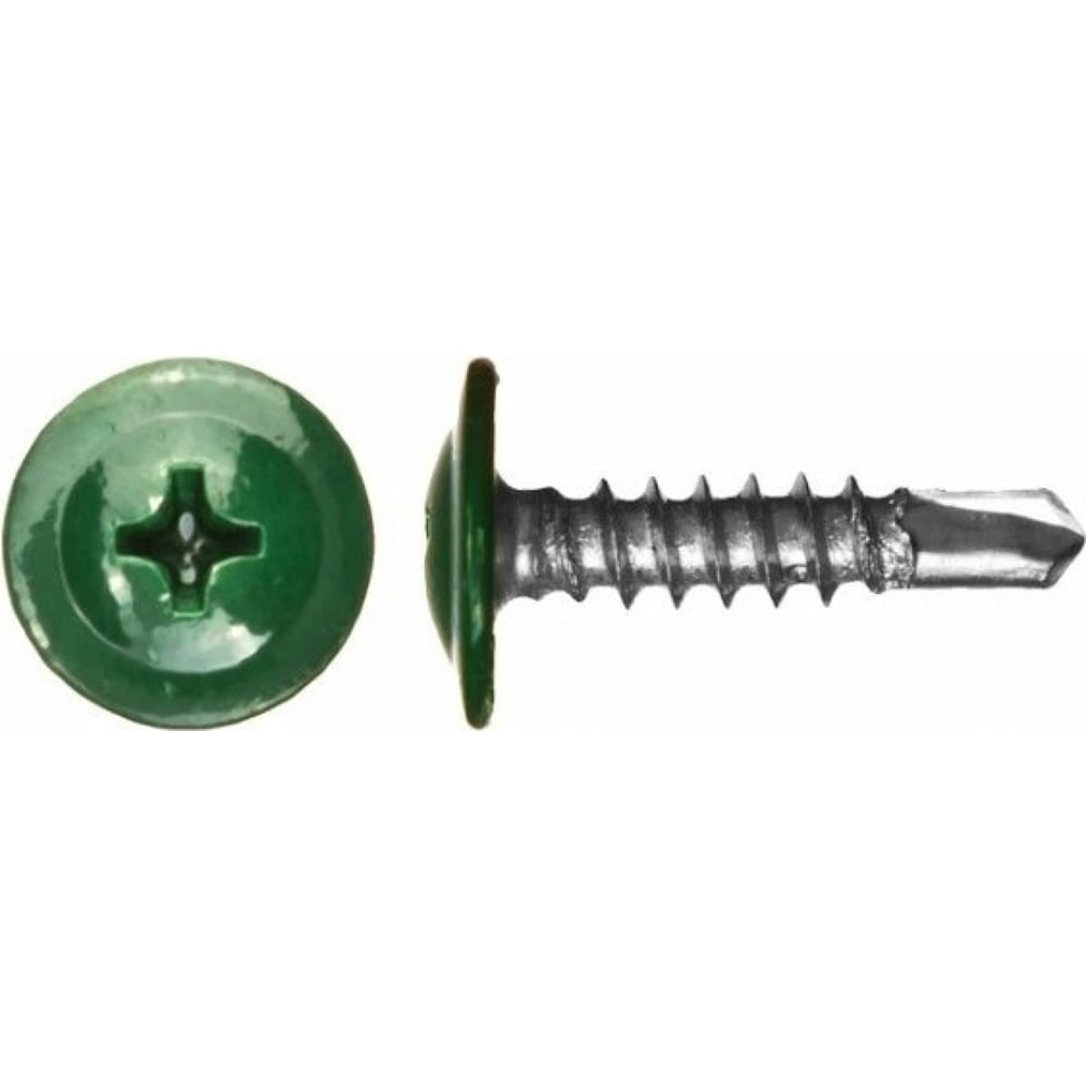 Изображение товара Саморез Доброга пресс-шайба 4.2x16 мм цинк сверло 100 шт. RAL6002 зеленый светлый