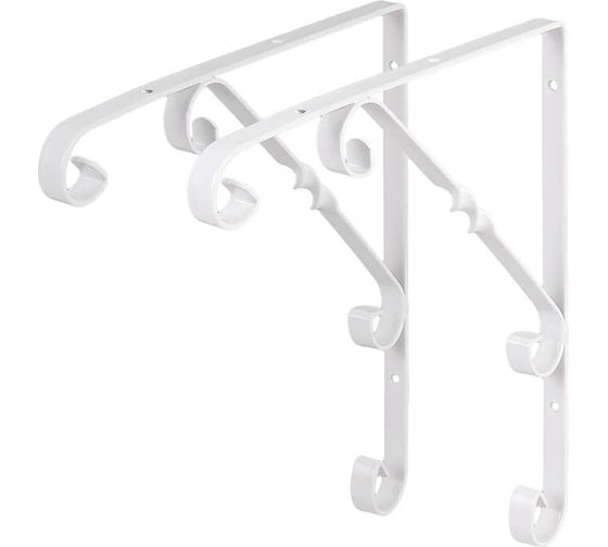 Изображение товара Кронштейны Larvij уголки для полки, "Орнаментал" 20х20 см, нагрузка до 21 кг, цвет белый, 2 шт. L7408WHх2