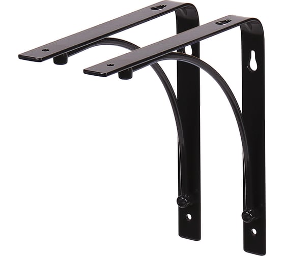 Изображение товара Кронштейны Larvij уголки для полки, "АРОЧНЫЕ" 20х20 см, цвет черный, 2 шт. L7605BLx2