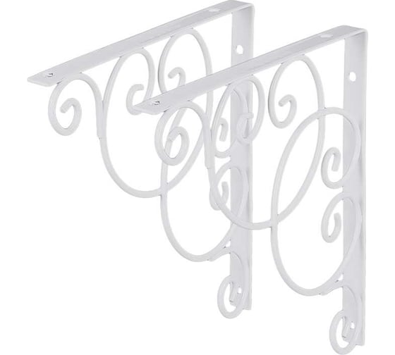 Изображение товара Кронштейны Larvij уголки для полки, "Фиорэ" 20х20 см, нагрузка до 21 кг, цвет белый, 2 шт. L7655WHх2