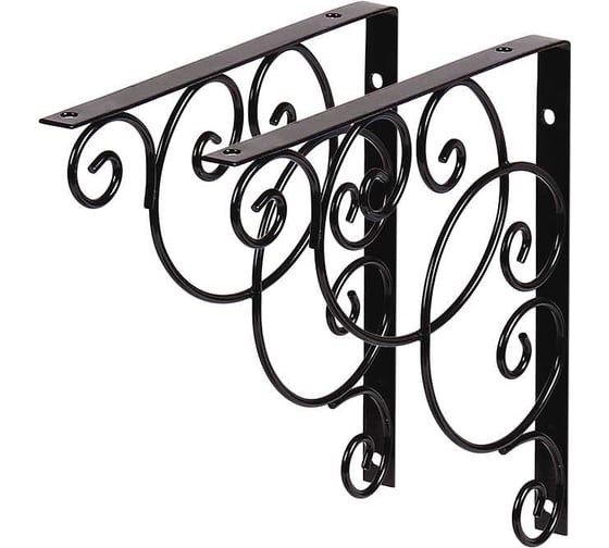 Изображение товара Кронштейны Larvij уголки для полки, "Фиорэ" 20х20 см, нагрузка до 21 кг, цвет черный, 2 шт. L7655BLх2