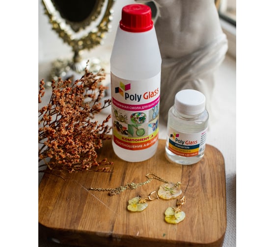 Изображение товара Прозрачная эпоксидная смола Poly max Poly Glass 580 г, для бижутерии PG0.580