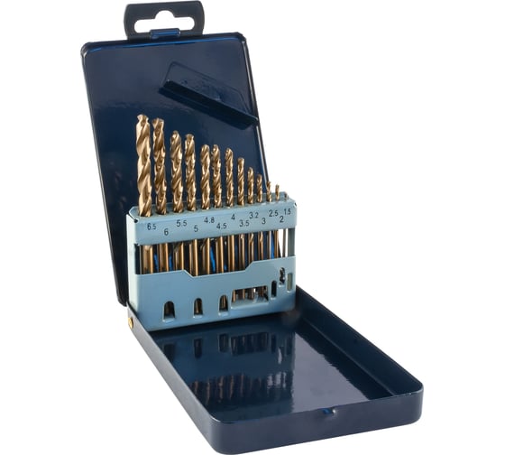 Изображение товара Набор спиральных сверл по металлу (13 шт, 1.5-6.5 мм, HSS Co) в металлическом кейсе Thorvik TDBS13K5 13 052897